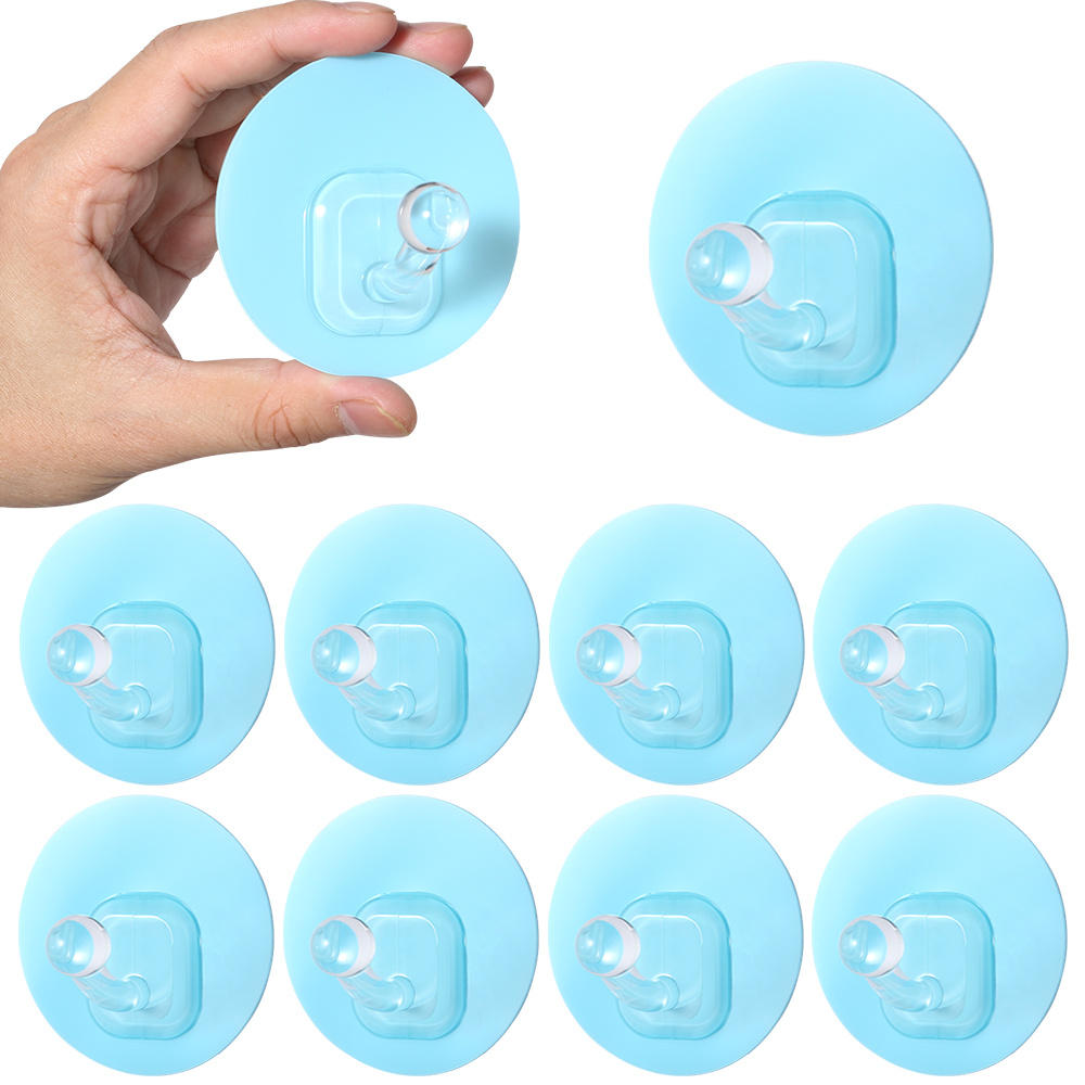 10pcs Of Self-adhesive Plastic Wall Hooks, Nail-free Clothes Hooks, , Wall Hooks For Hanging Kitchen Accessories, Bathroom Accessories, Hooks