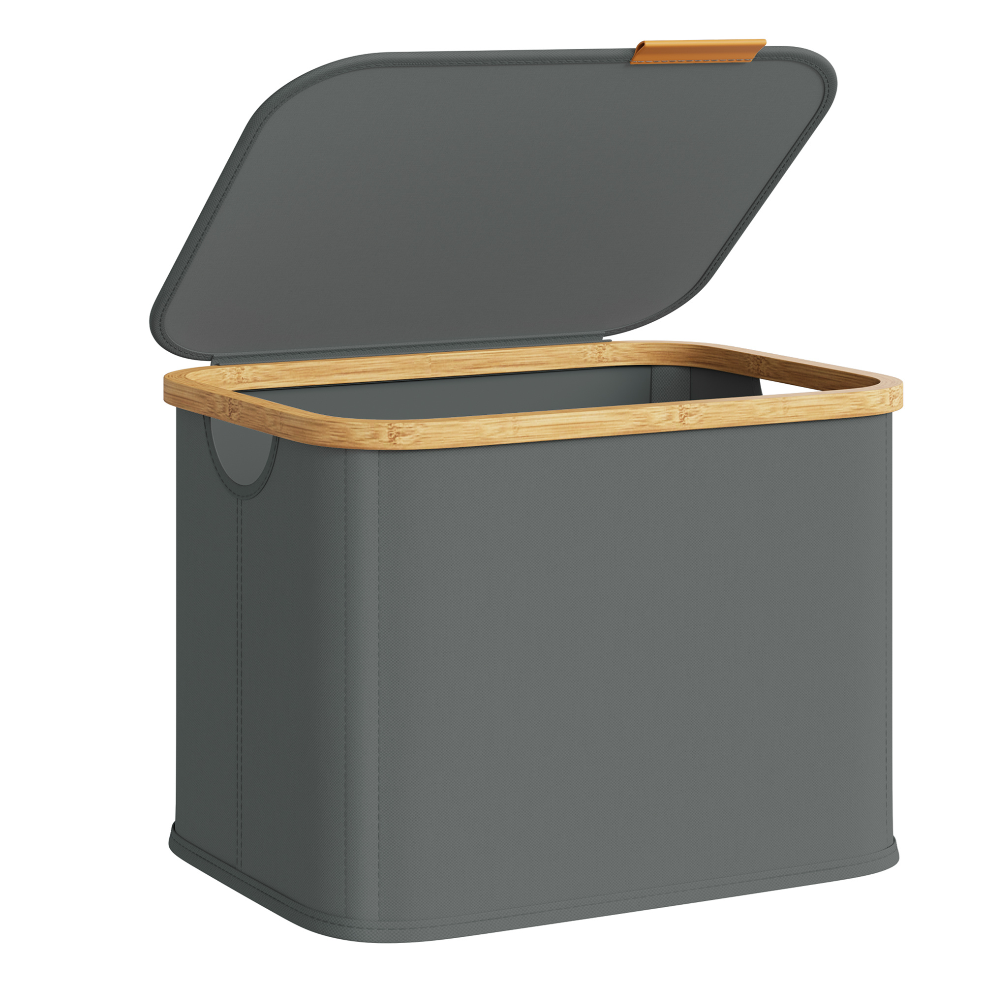 Laundry Basket With Lid, 40l Laundry Basket, Foldable, Modern And Simple, Bamboo Frame, Suitable For Laundry Room, Bedroom, Living Room, .