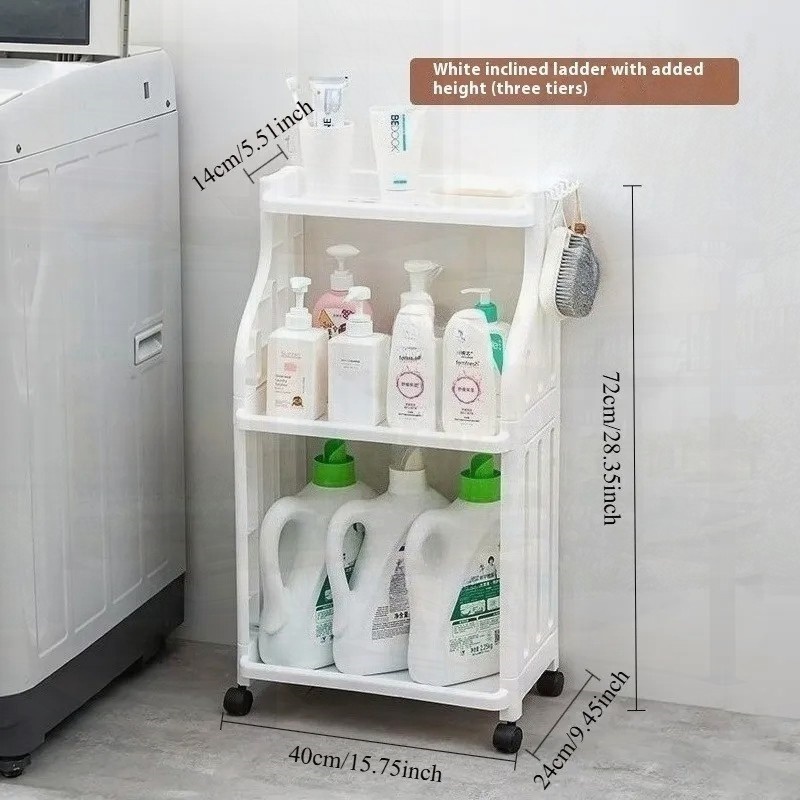 TEMU Bathroom Floor Storage Rack With Wheels - Space-saving Rolling Cart, Easy To Assemble, Suitable For Bathroom, Kitchen And Laundry Room -