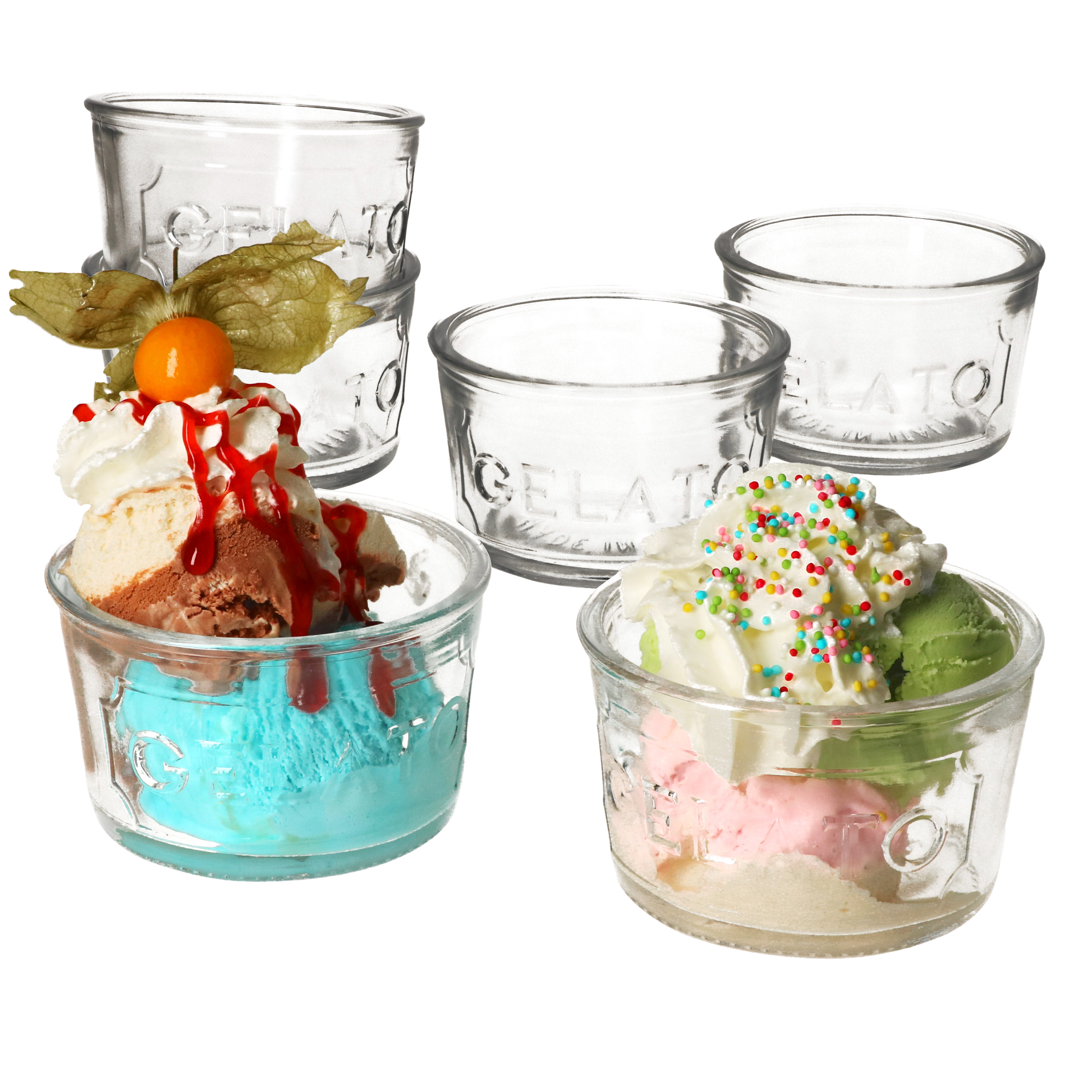 Image of 6x Gelato Glass Ice Cream Bowl 150ml Dessert Bowl Ice Glasses Cylindrical