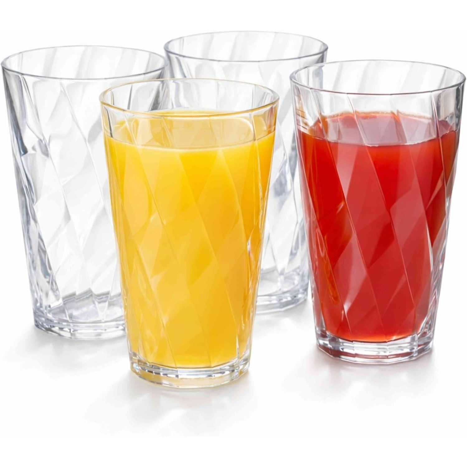 TEMU Adeptna Pack Of 4 Hi Ball Plastic Swirl Tumblers Glasses Capacity Each Glass 670ml - Bpa-free Ly Washable And Easy To Clean