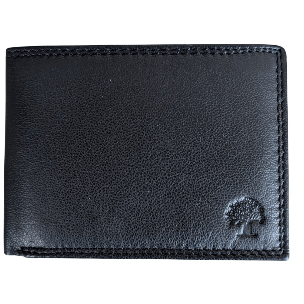 Genuine Lamb Leather Yellow Wallet, Horizontal Format, Black, Rfid Blocking, Full-zip