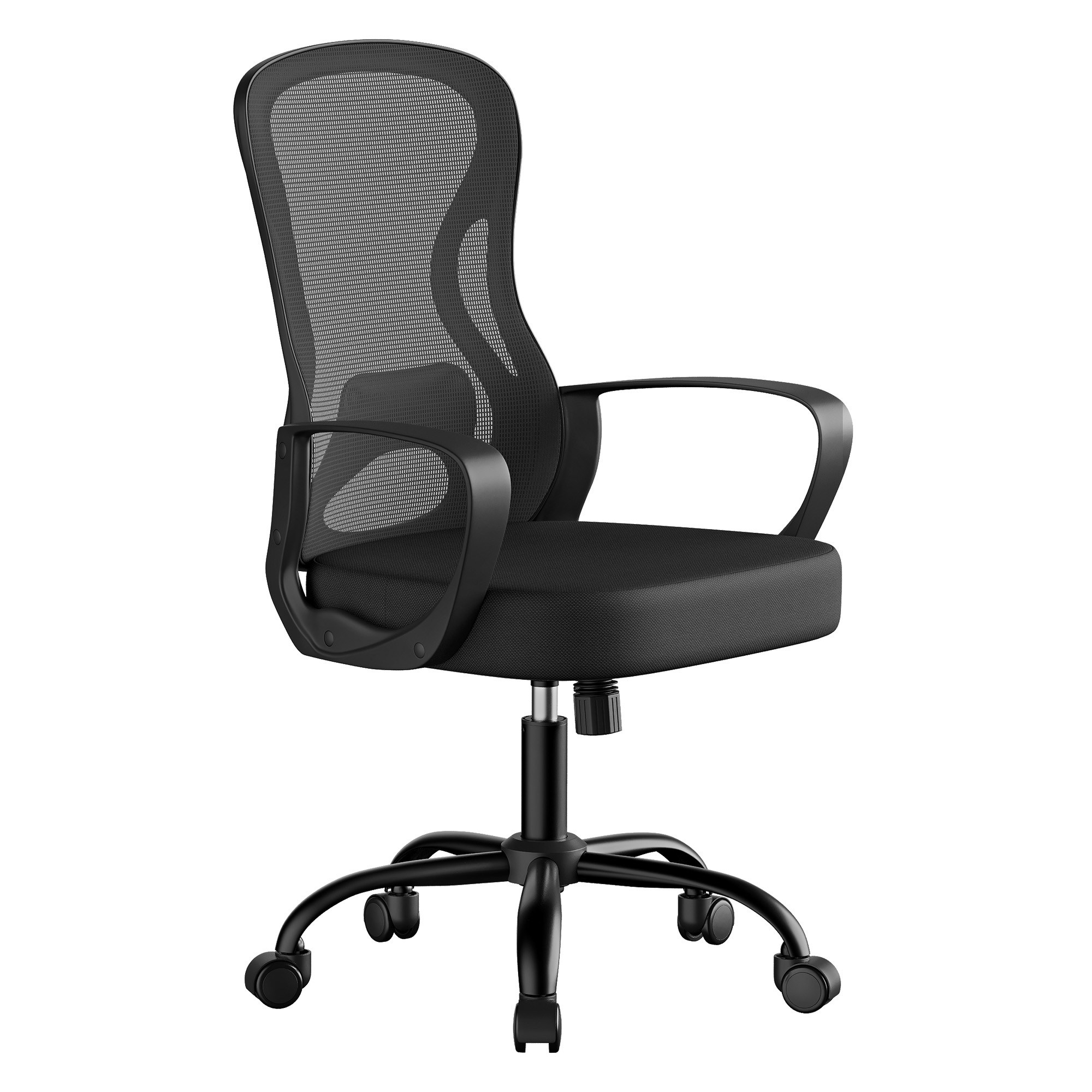 TEMU Silla de oficina ergonómica, adecuada para uso en y dormitorios. Silla de malla con soporte lumbar y reposabrazos, color negro.