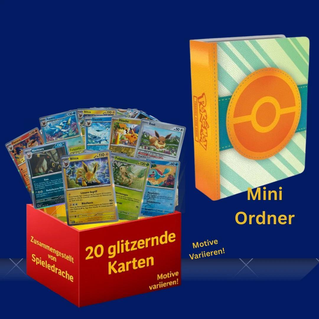 Pokémon Tcg - 20 Sparkling Cards + Mini Folder Set German New
