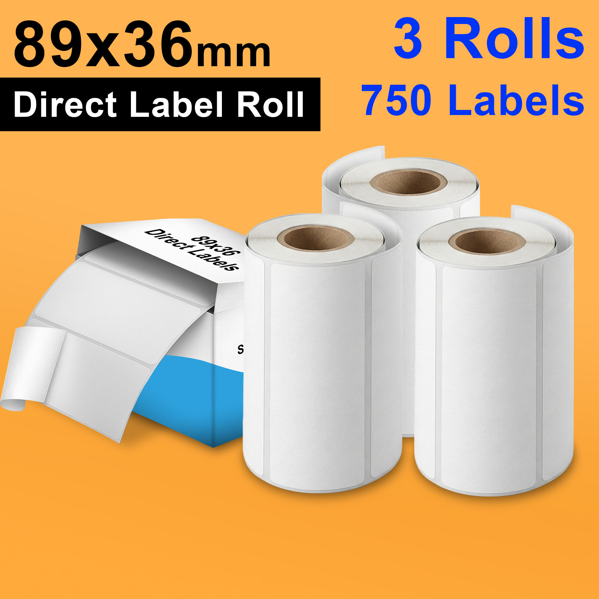 TEMU 3x Self-adhesive Address Labels Roll – 250 White Sticky Labels 89×36mm, Label Stickers For Shipping, Mailing, Filing, Storage & Food Containers,