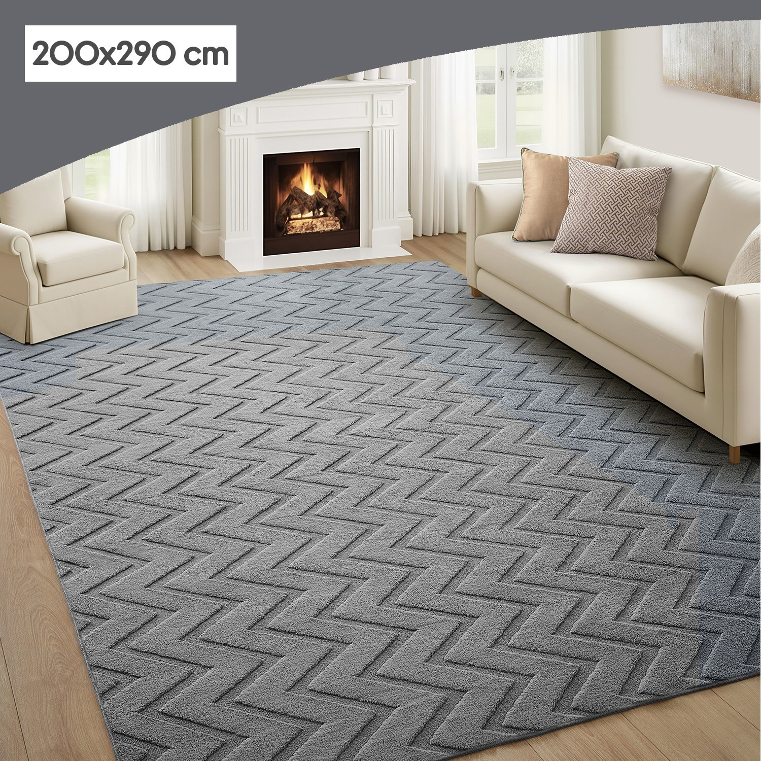 TEMU 1pc Premium Shaggy Area Rug, Modern Zig Zag Pattern, Soft Warm Indoor Carpet, Comfortable , Floor Mat For Bedroom, Living Room & Office Holiday