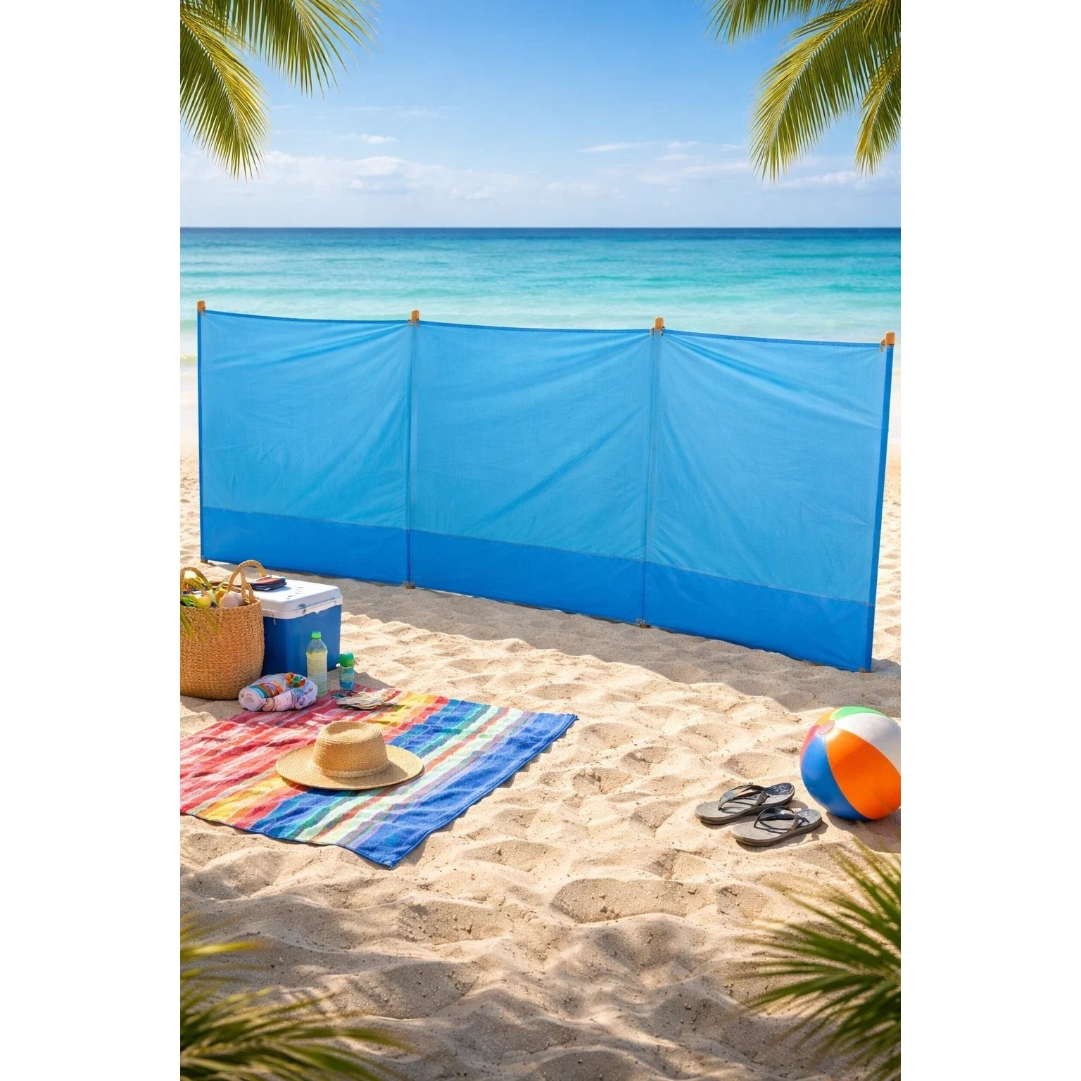 Portable Folding Beach Windbreak – Blue Camping Shelter Screen Outdoor: retailer-supplied image