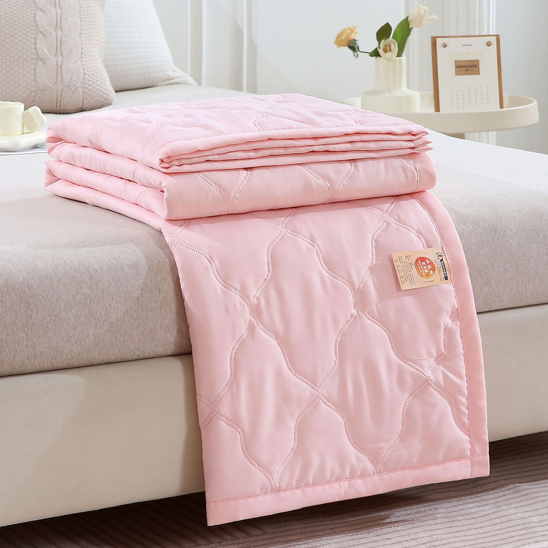 TEMU 1pc Cool Summer Quilt, Single/double/king Size, Soft Comfortable Skin-friendly Cooling Blanket For Hot Sleepers, Air Conditioning Blanket,