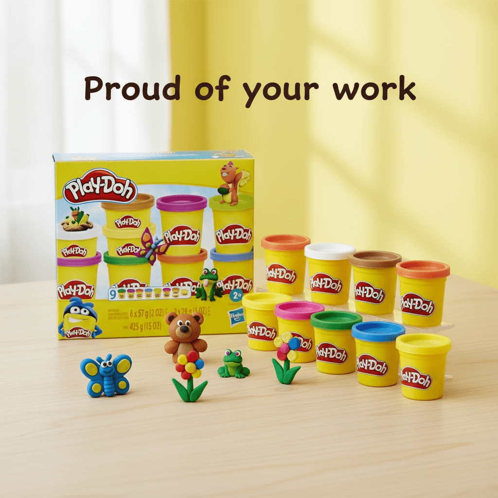 TEMU Hasbro Play-Doh Knete Set (9 Dosen, 425g) – Premium Modelliermasse für Kinder – Fördert Kreativität & Feinmotorik – Weich, sicher & leuchtend –