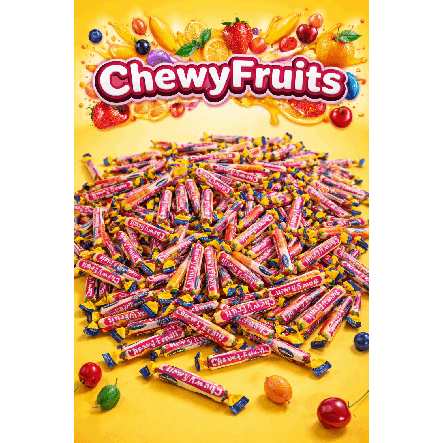Image of Chewyfruit Fruit Chew Sticks – Soft Fruit Bonbons Mix | Classic Sweets | Colorful Chew Sticks For Big & Small | Carnival Throw Material