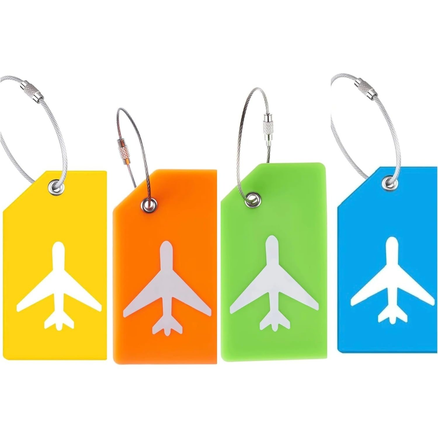 TEMU 4 Pvc Silicone Luggage Tags Holiday Suitcase Labels Travel Bag Plane Design Color With Name Id Card Suitable For Suitcase, Backpacks, Bags,