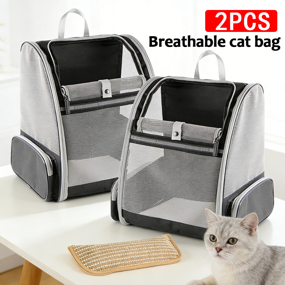 TEMU 2pcs Pet Backpack, Suitable For Cats And Dogs, Breathable Padded Backpack, Travel Gear For Small Dogs, Suitable For Hiking And Outdoor