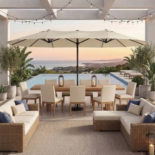 large umbrella 460 cm uv protection up to upf 50 garden umbrella with crank terrace balcony outdoor beige