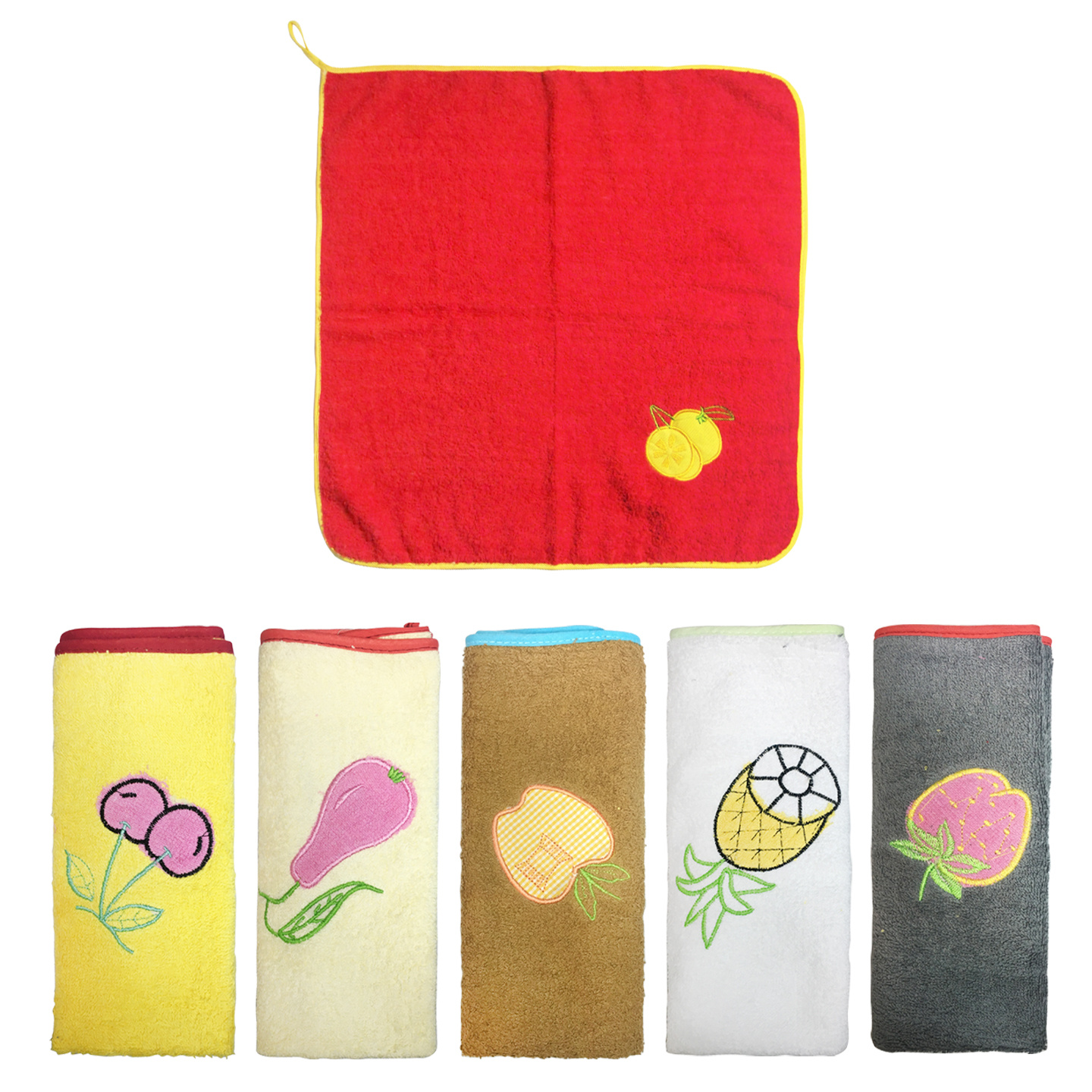TEMU Paño de Cocina de Algodón / Toalla de Cocina Bordada / Paño de Limpieza Multiusos / Toalla de Cocina con Frutas / Set de Paños de Cocina