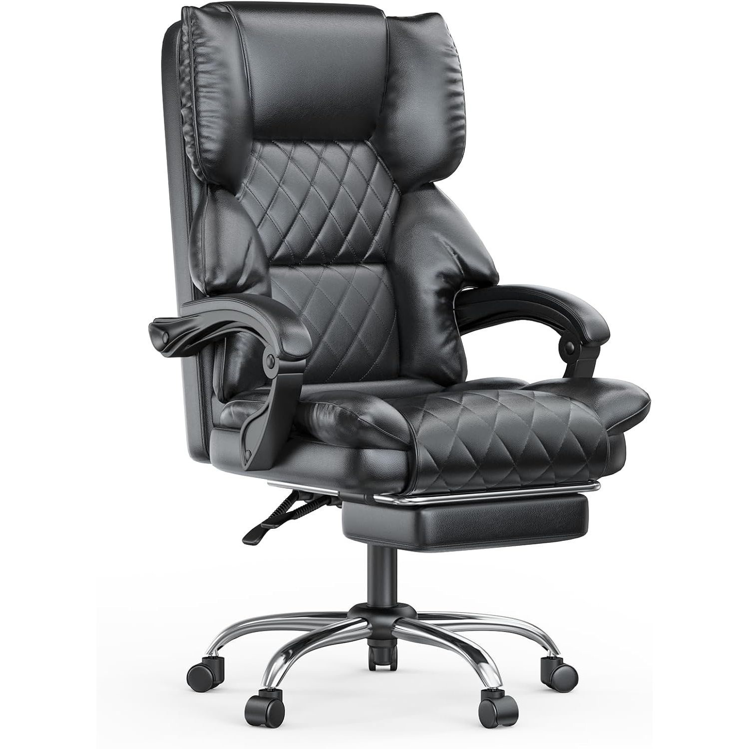 Executive High Chair With Footrest – Pu Leather Reclining Desk Chair With Lumbar Support, Adjustable Height & 135° Tilt, High-back Computer Chair For Home Office