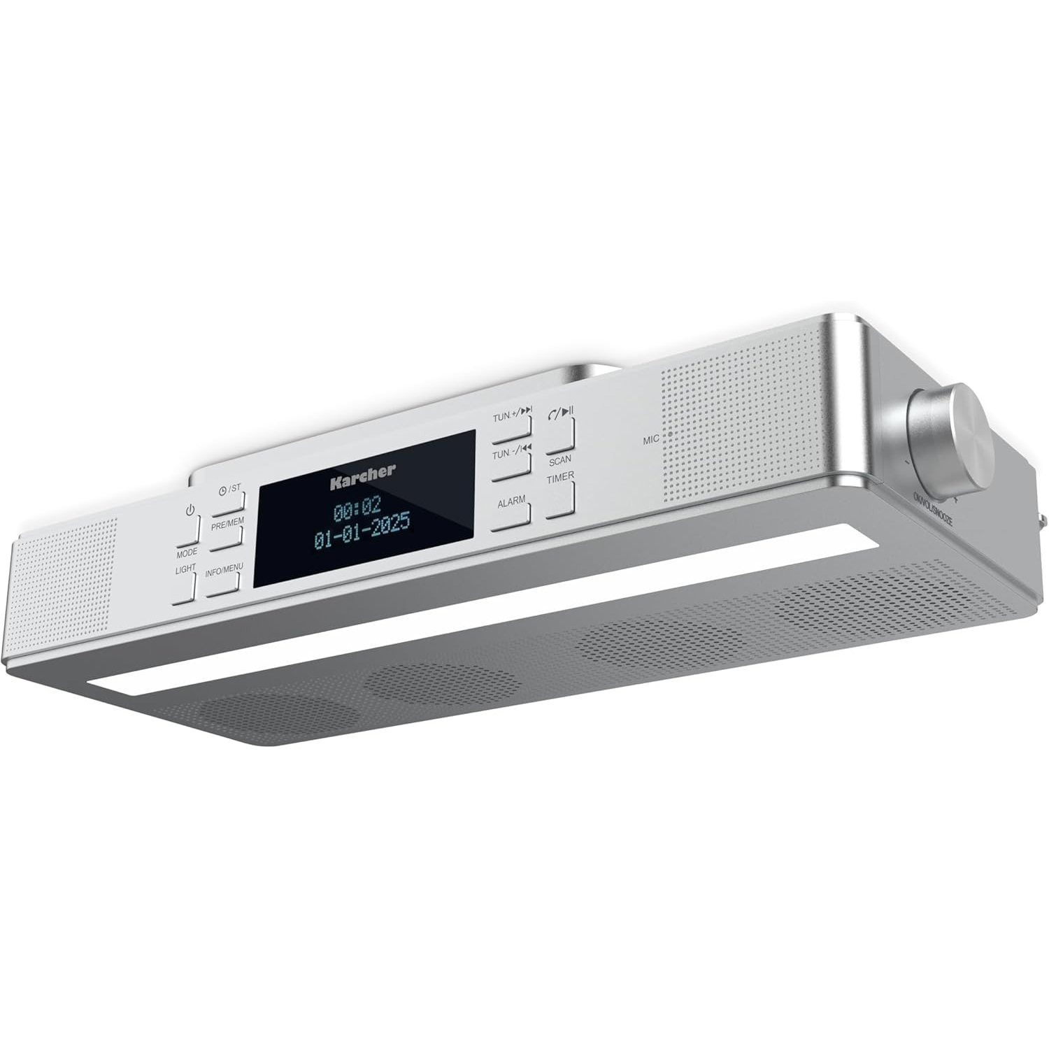 Image of Karcher Kitchen Radio With Ukw/dab+ Radio, Under-cabinet Radio With Bluetooth & Light, With Dual-alarm Clock & Countdown Timer, Ra 2038d-s