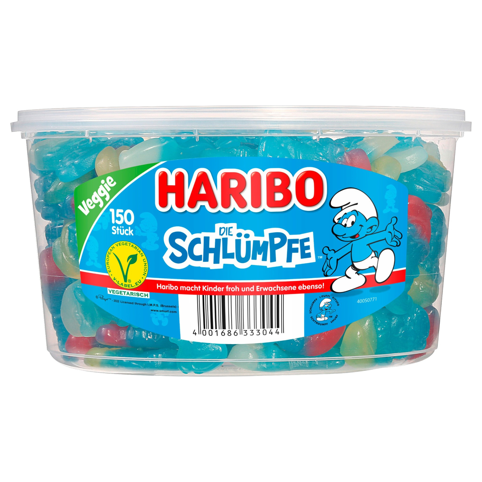 Image of Haribo Fruit Gummies 150pcs | Fruit Gum Figures | Blue Sweets | Fruit Gum Package For Party And Candy Buffet