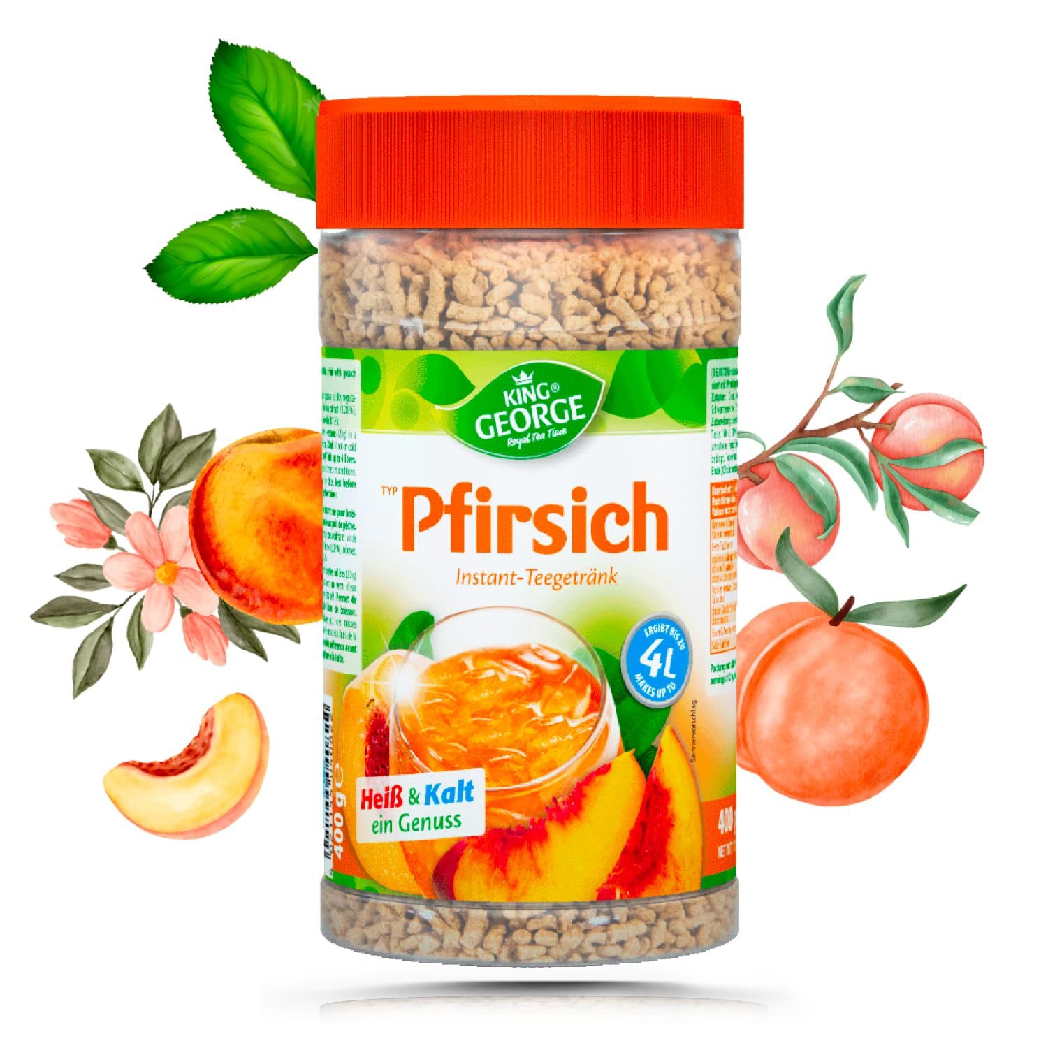 King George Instant Tea Peach 400g Beverage Powder, Refreshing Drink