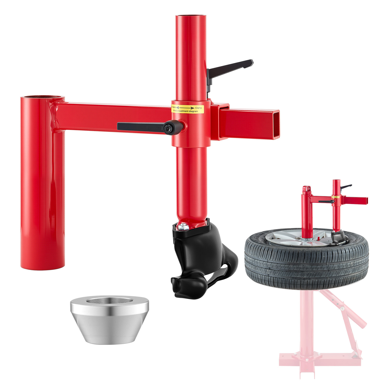 TEMU VEVOR Montacarrozze Manuale Kit Testa d'Anatra con Argentato, per Ruote da 406-533 mm, Kit Adattatore Testa d'Anatra per Montacarrozze Manuale