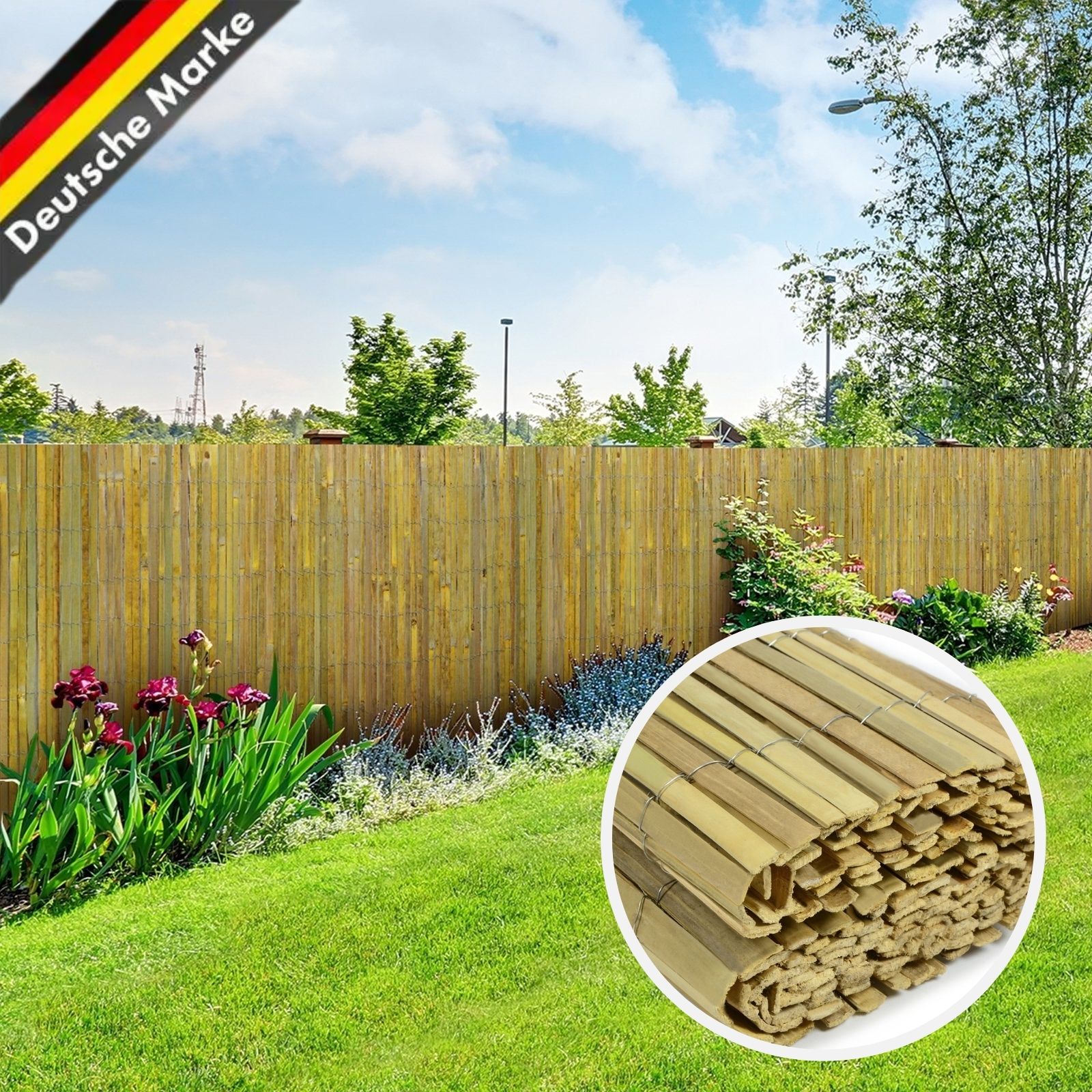 Image of Bamboo Screen Mat Brazil - Natural Garden & Balcony Screen - Windscreen Fence Made Of Split Bamboo - Screen For Terrace, Garden & Balcony - 100/150/200 Cm