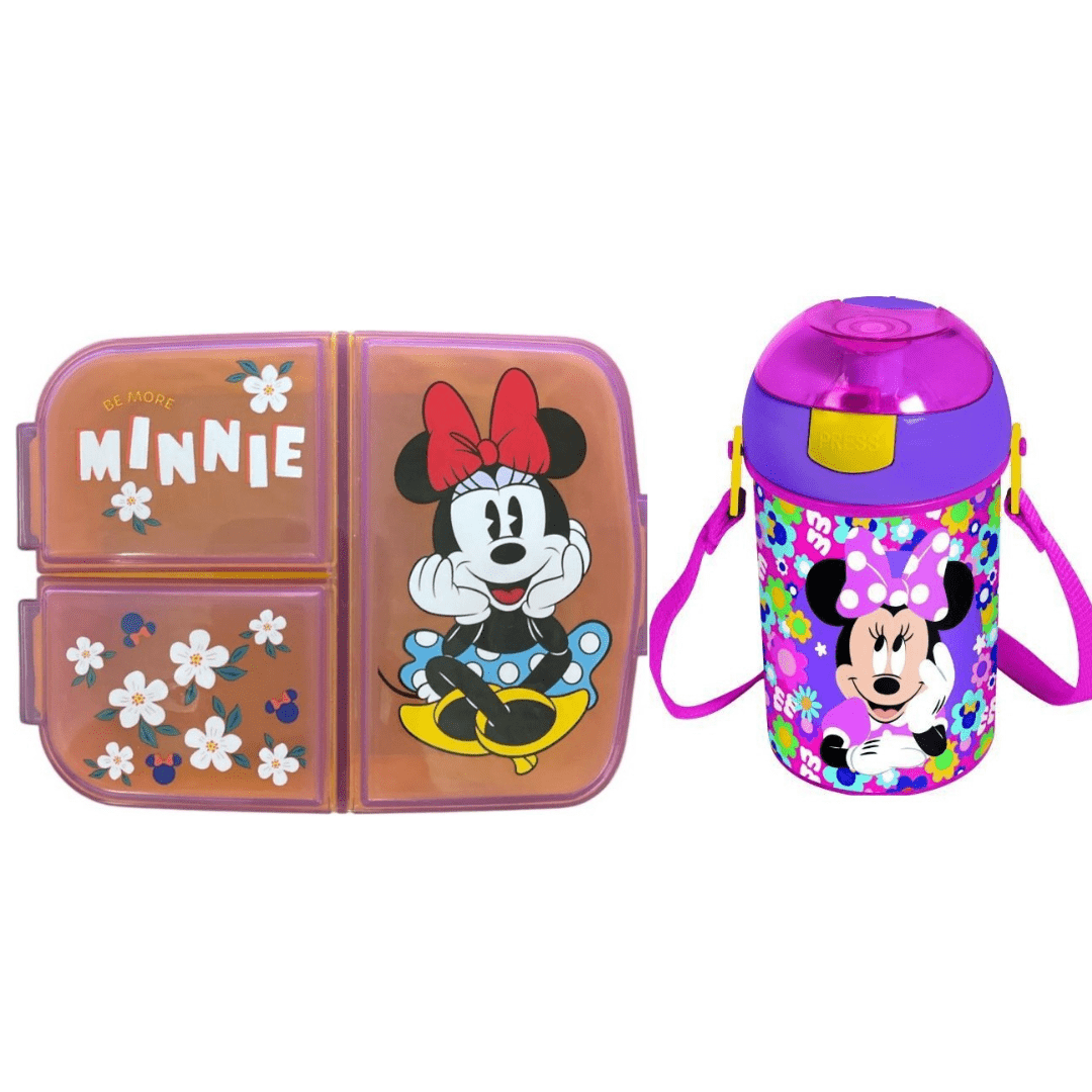 TEMU Boîte à Goûter + Gourde 400ml Minnie – Idéal École, -, Sport - Disney