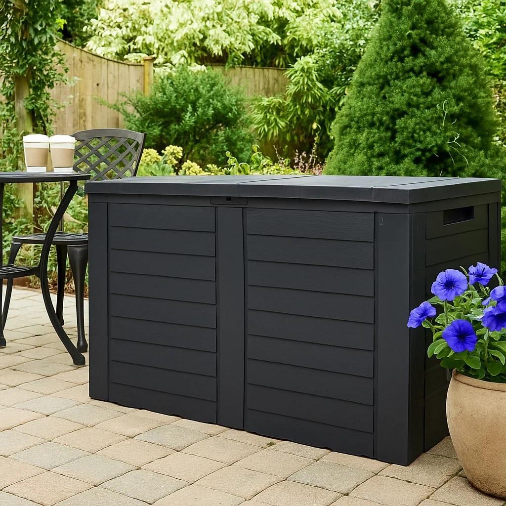 waterproof 170l outdoor parcel box grey plastic garden storage container for packages deliveries cushion storage