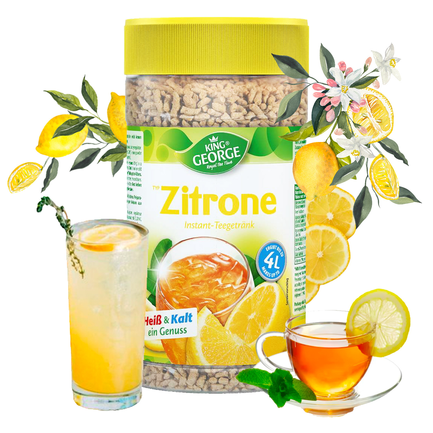 King George Instant Lemon Tea 400g Beverage Powder, Refreshing Drink