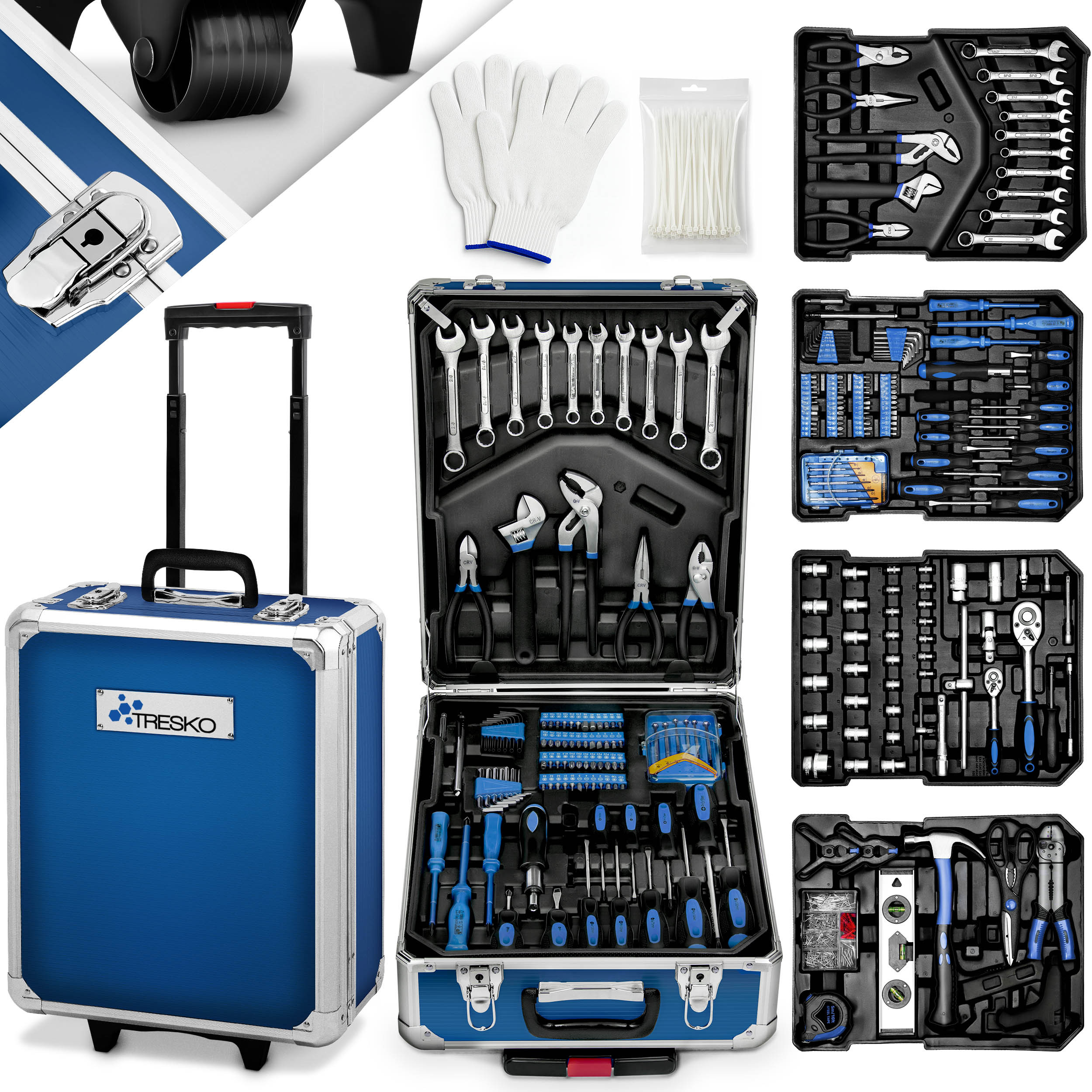   1400pcs tool set complete tool cabinet filled xxl tool box tool bag with tools tool trolley chrome vanadium steel