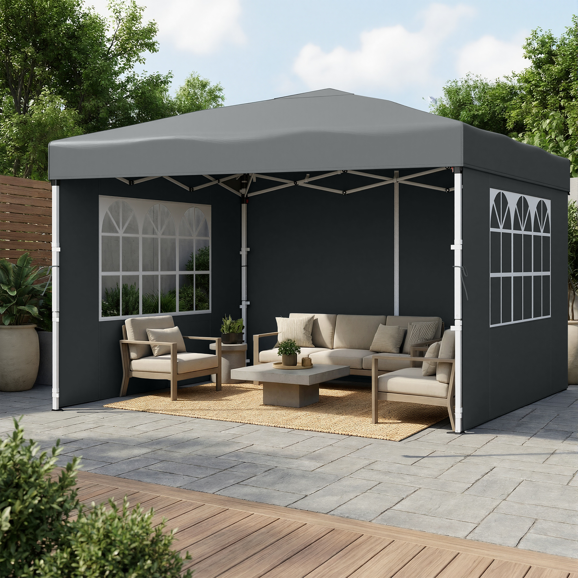 Folding Tent 3 X 3 M, With , Sturdy, Portable, For Garden, Yard, Market, Sun Protection
