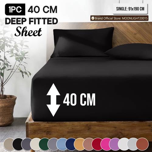 1pc 40cm extra deep fitted sheet soft comfortable microfiber bed sheet 40cm breathable fabric elastic wrinkle resistant machine washable sheet for home bedroom