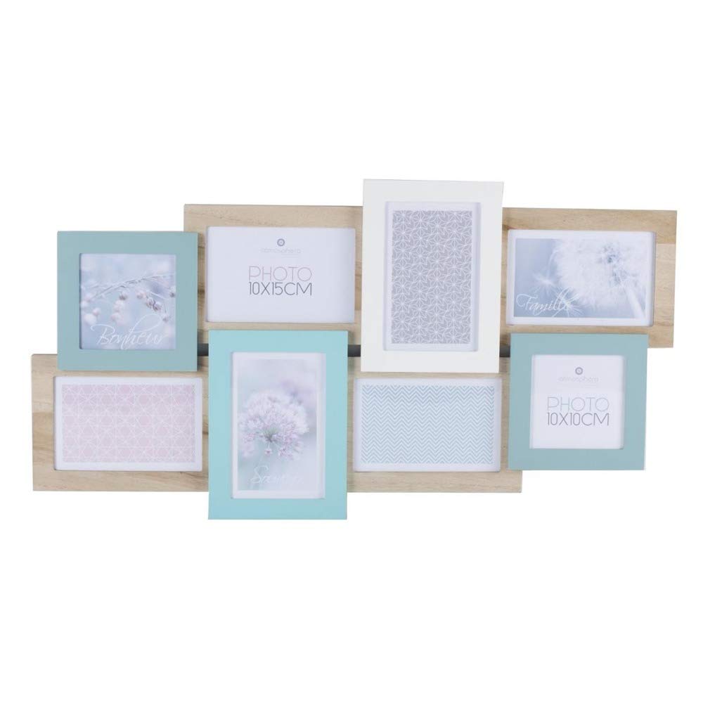 Image of Natural Wood Wall-mounted Mixed Photo Frame – Decorative For 6 Photos, Living Room, Bedroom, And Entryway Decor
