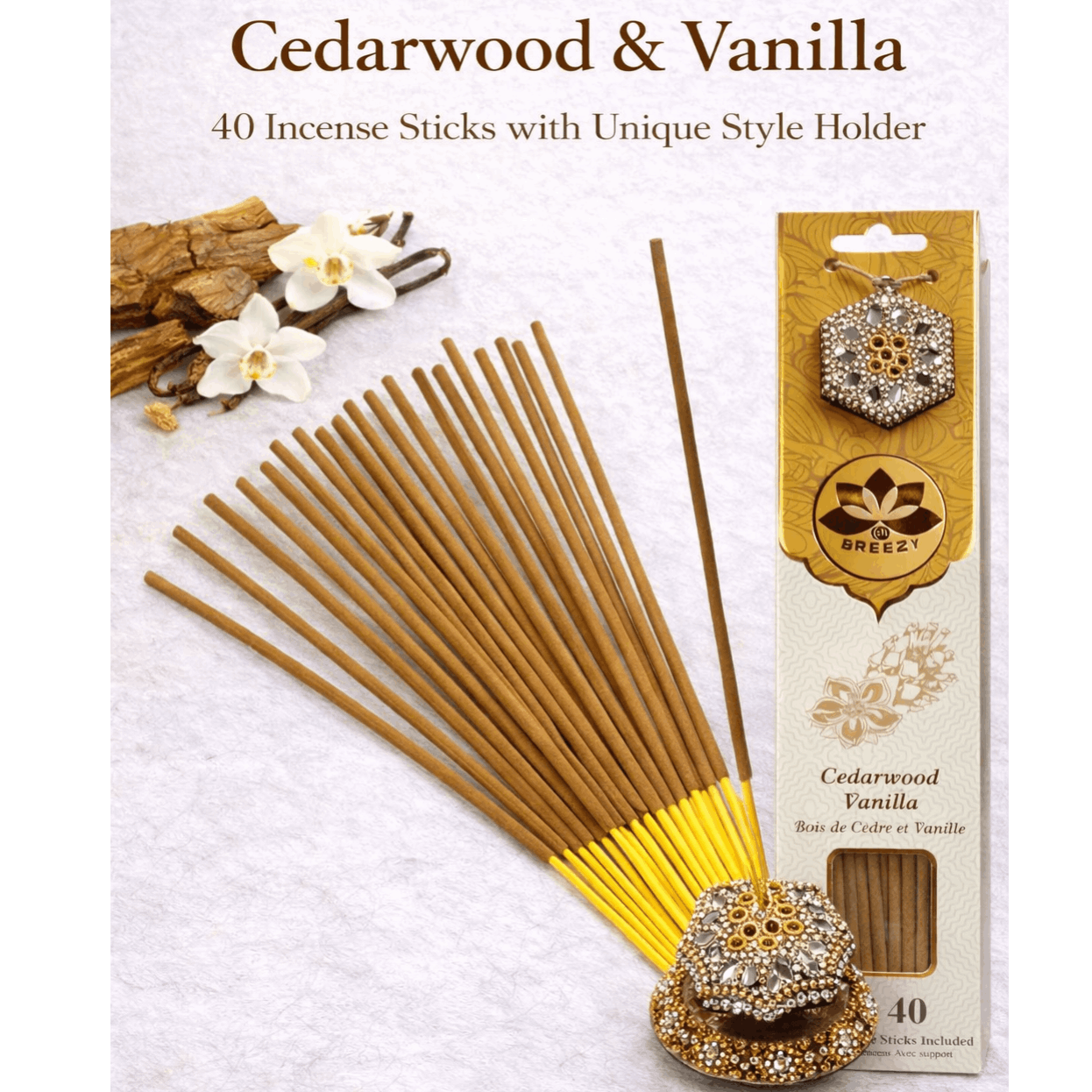 TEMU Incense Sticks 40 Sticks With Incense Holder, Long Lasting Fragrance, Handcrafted Assorted Incense Stick For Meditation, Relaxation & Yoga,