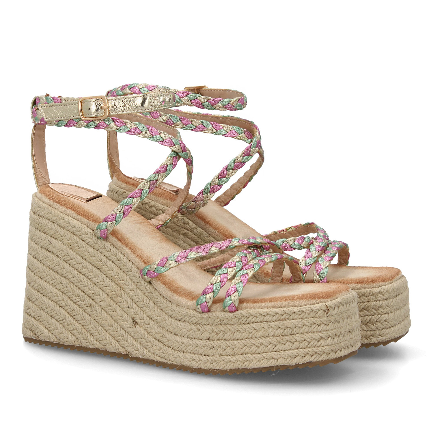 Image of Women's Sandal With High Wedge And Platform, Ankle Strap With Closure. Padded, Lightweight Insole. Perfect For Summer, Outdoor Events, Or Casual Looks.