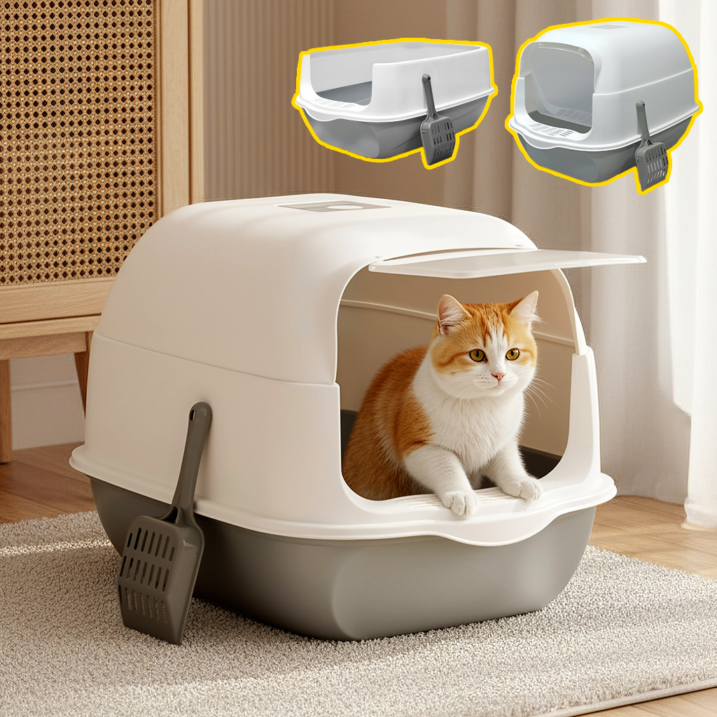 Enclosed Litter Box, Cat Toilet, Enclosed Litter Box, Design, Compact Space, Reduces Odors, Suitable For Kittens& Adults, Perfect For Multi-cat Households