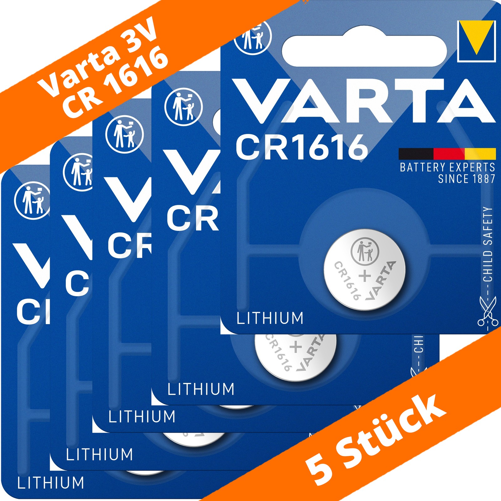 Image of 5 X Varta Dl1616 3v Lithium Button Cell Battery 55mah Blister 6616
