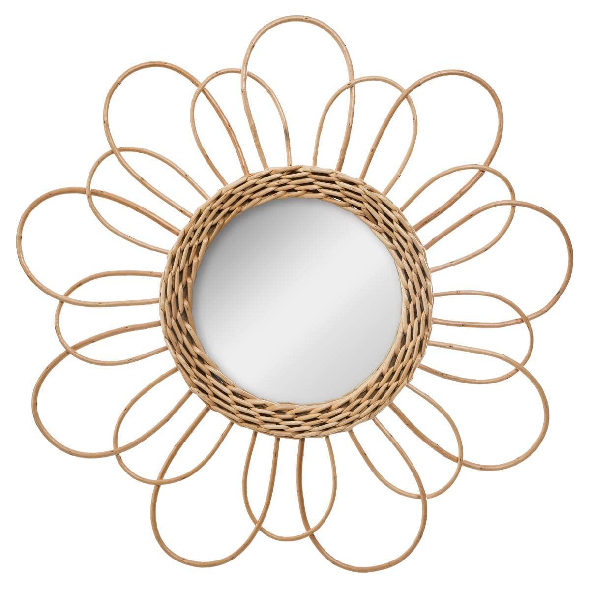 Flower Mirror - Rattan D38 Cm
