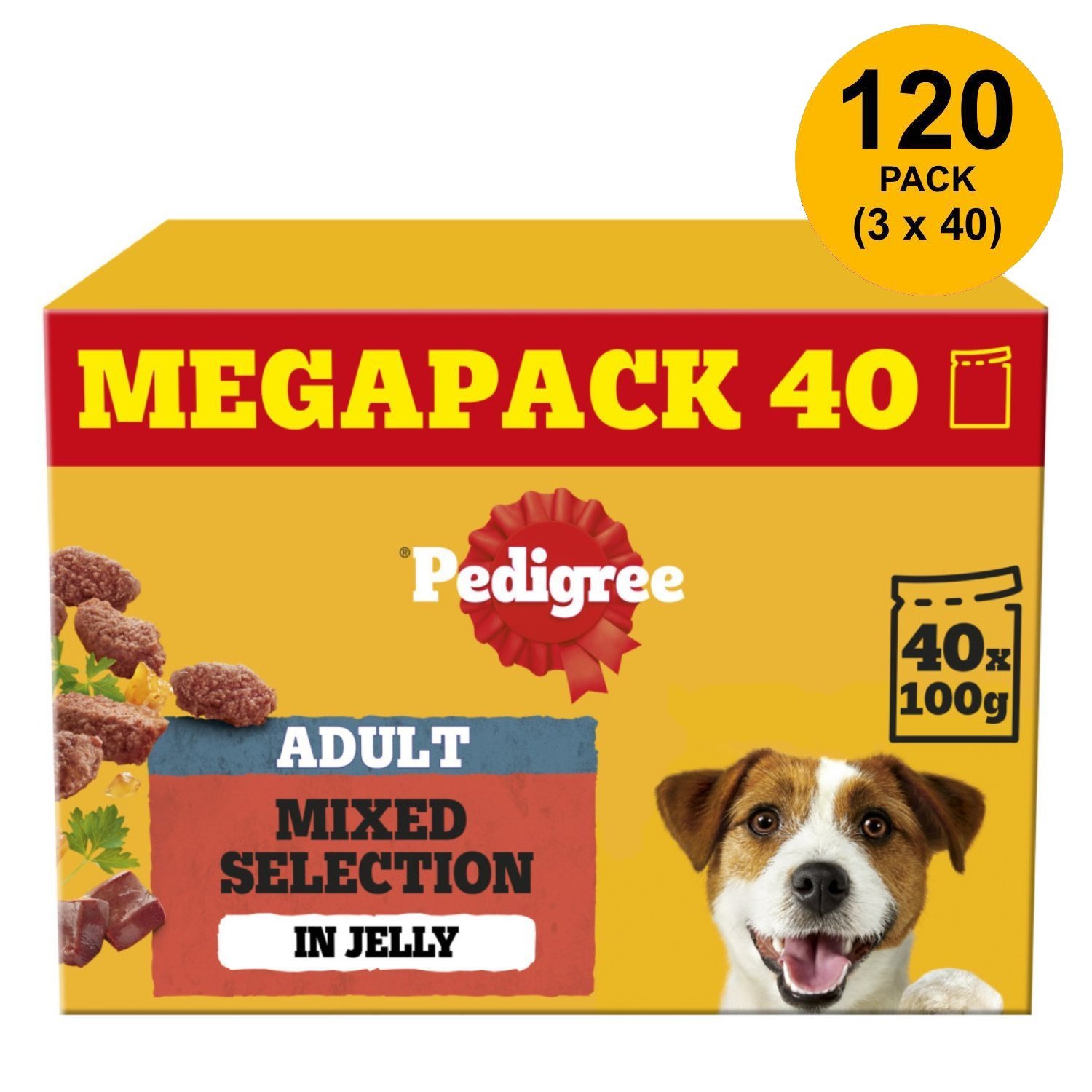 PEDIGREE Adult Wet Dog Food Pouches Mixed Selection in Jelly 40x100g Mega Pack