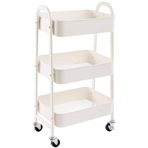 3 level storage cart with handle 2 brakes easy assembly for bedroom bathroom laundry fruit