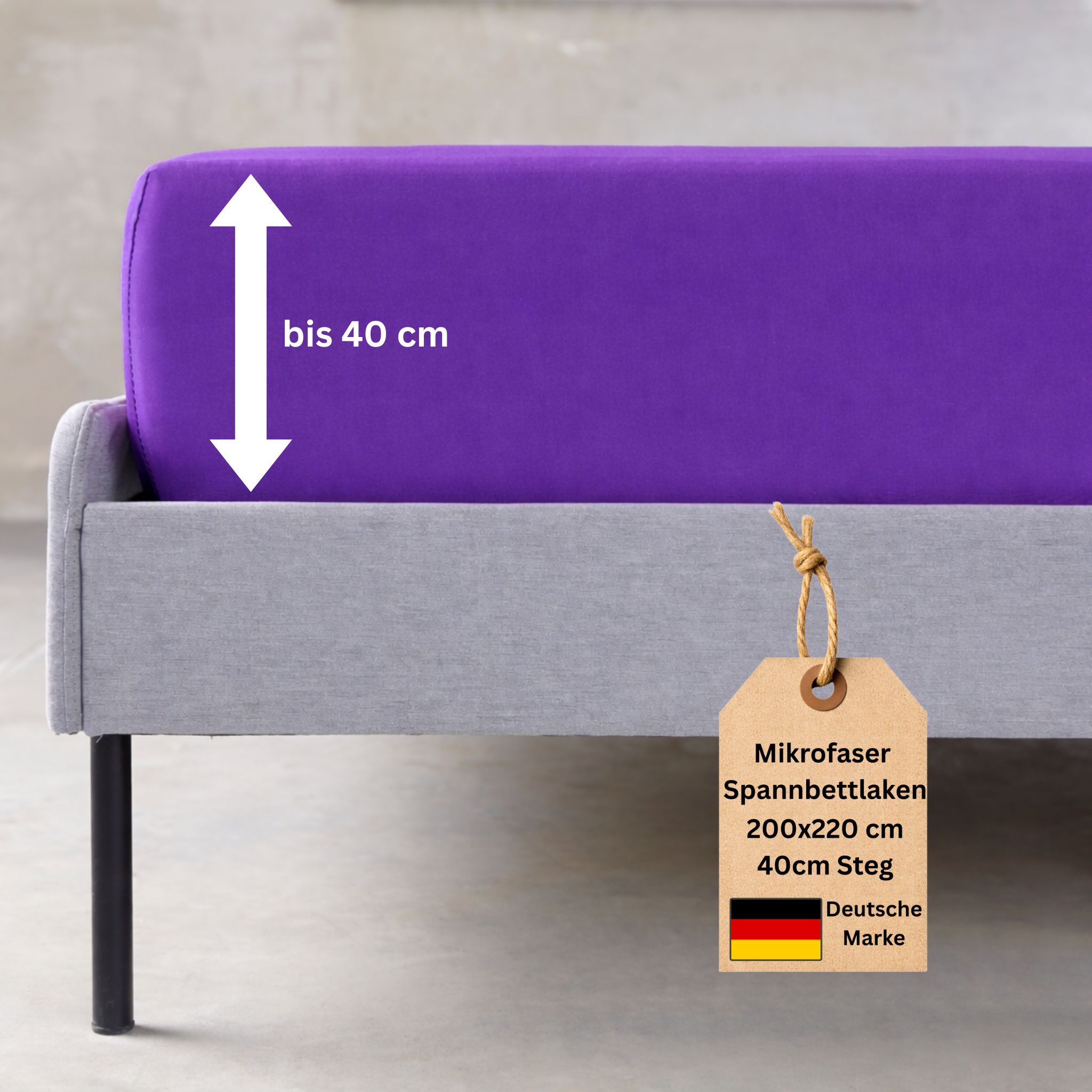 TEMU Fitted Sheet For Box Spring Bed & Waterbed, 200x220 Cm - 40 Cm Pocket Depth - Microfiber Bed Sheet - Perfect For Summer - With Elastic Band For