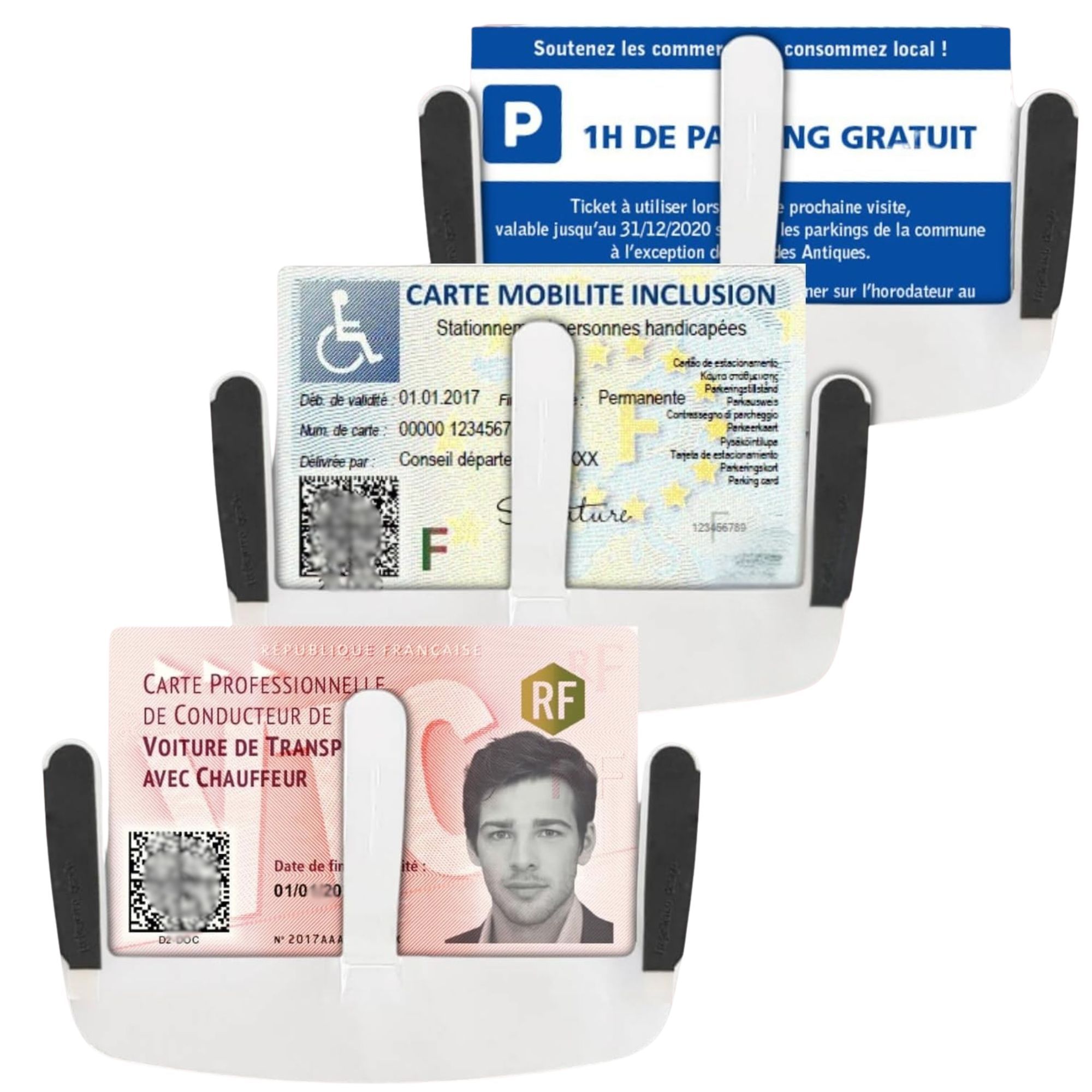 TEMU 3 Support Carte pour Pare Brise | Carte Handicapée Carte professionnel infirmier VTC Uber