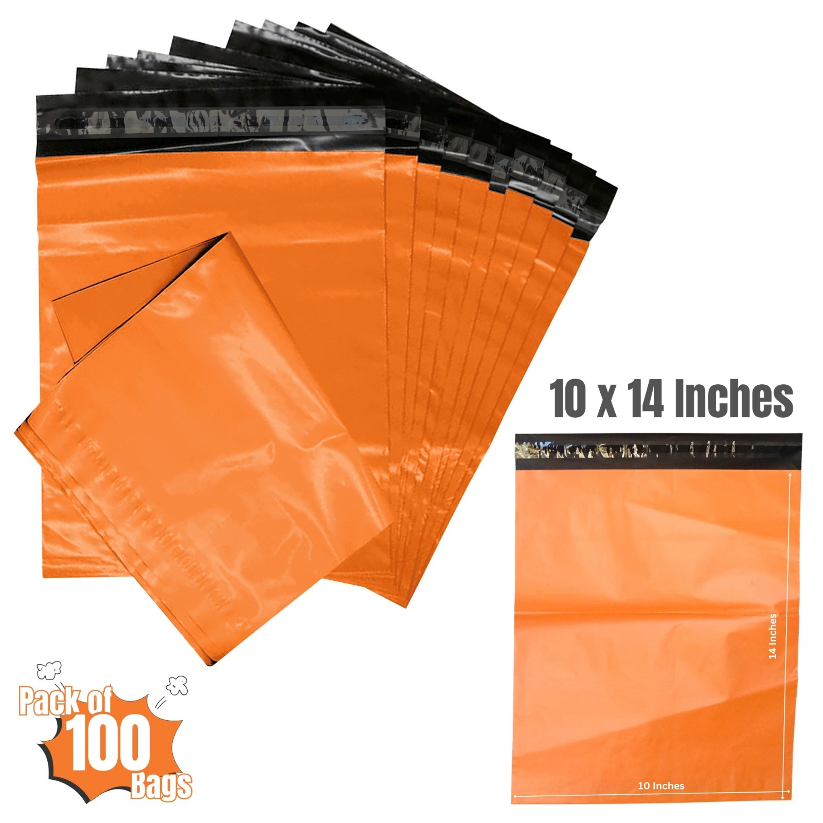 TEMU 100pcs Orange Mailing Bags 10" X 14" (254 X 356mm) Strong Self-adhesive Postage Mailing Bags | Waterproof And Tear-proof Parcel Bags | Ideal For