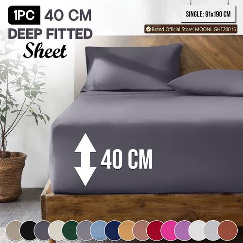 1pc 40cm extra deep fitted sheet soft comfortable microfiber bed sheet 40cm breathable fabric elastic wrinkle resistant machine washable sheet for home bedroom