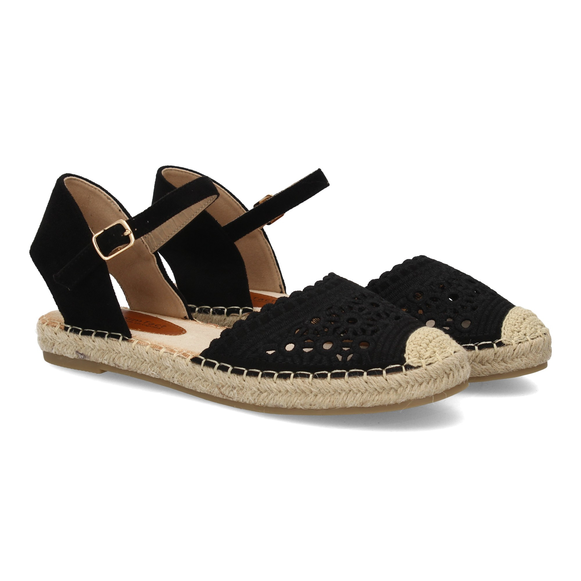 Image of Women's Flat Espadrille With Decorative Die-cut Design, Artisanal Style. Comfortable And Lightweight Jute Sole, Adjustable Closure Rear Strap. Ideal For Summer