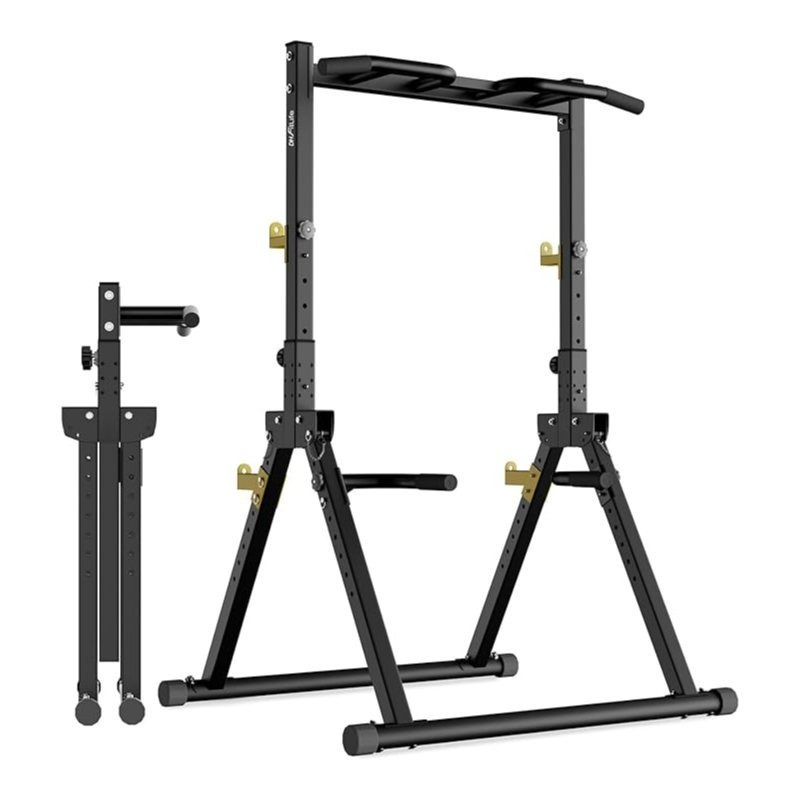 Image of Collapsible Dip Station | Free-standing Pull-up Bar With Dip Bars And Dumbbell Racks/backrest | Strength Station For Home Gym | Power Rack For Strength Training