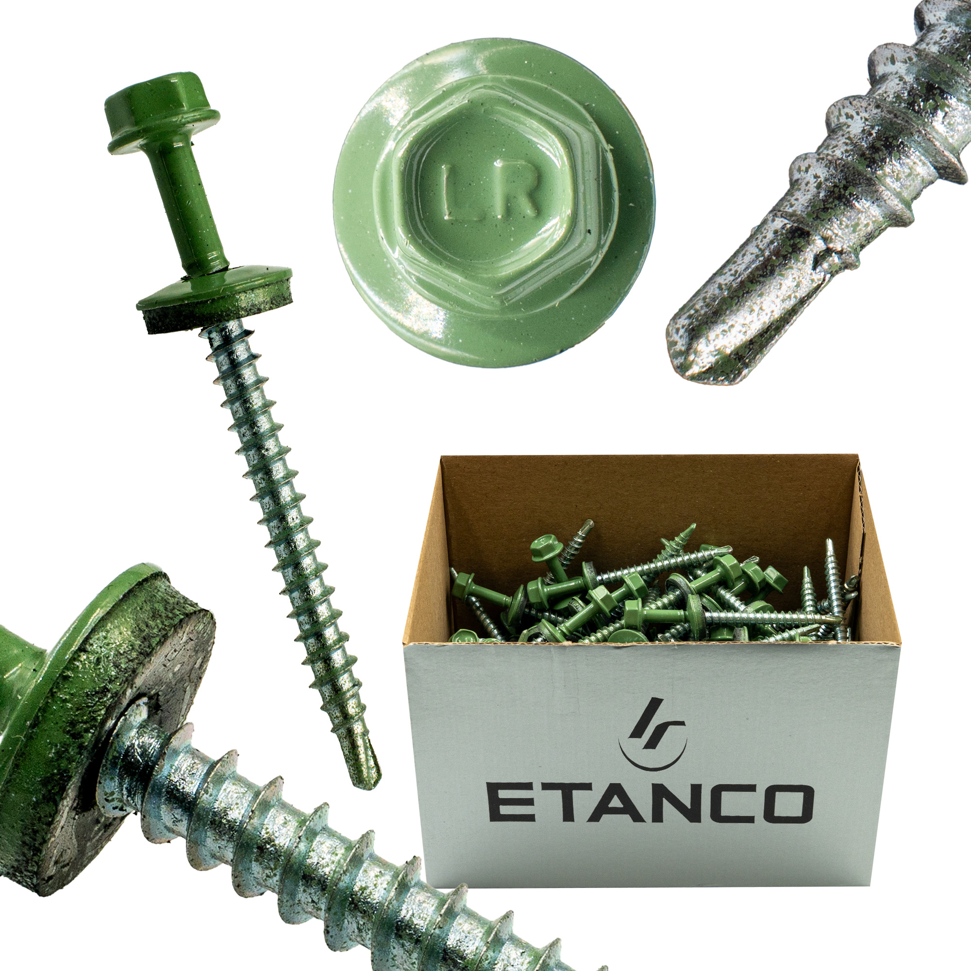 TEMU Vis auto-perceuses GT02 pour tôle trapézoïdale RAL 6011 vert 4,8 X 60 mm, 100 pièces.