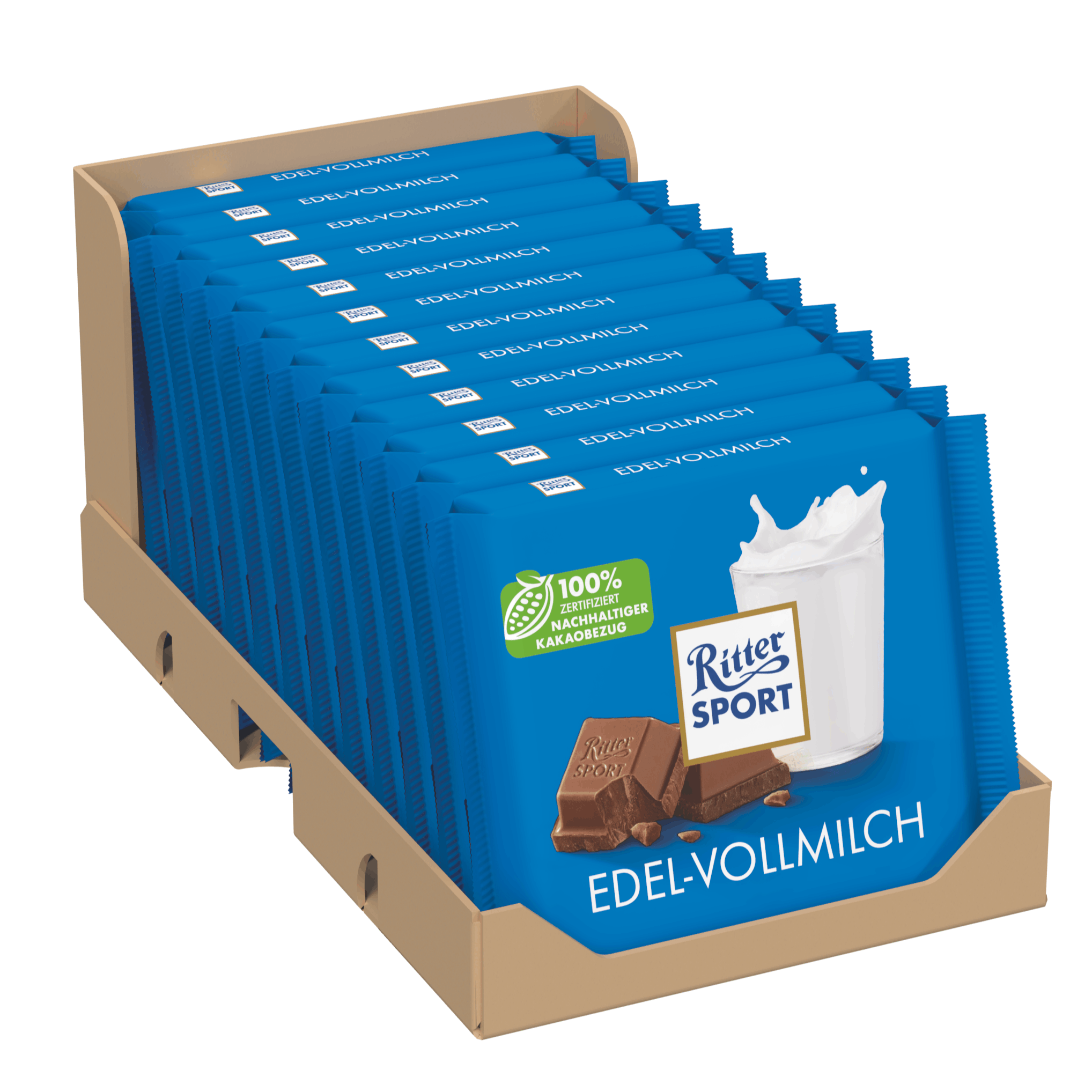Image of Ritter Sport Noble Whole Milk Chocolate 100g (12-pack) | Premium Whole Milk Chocolate