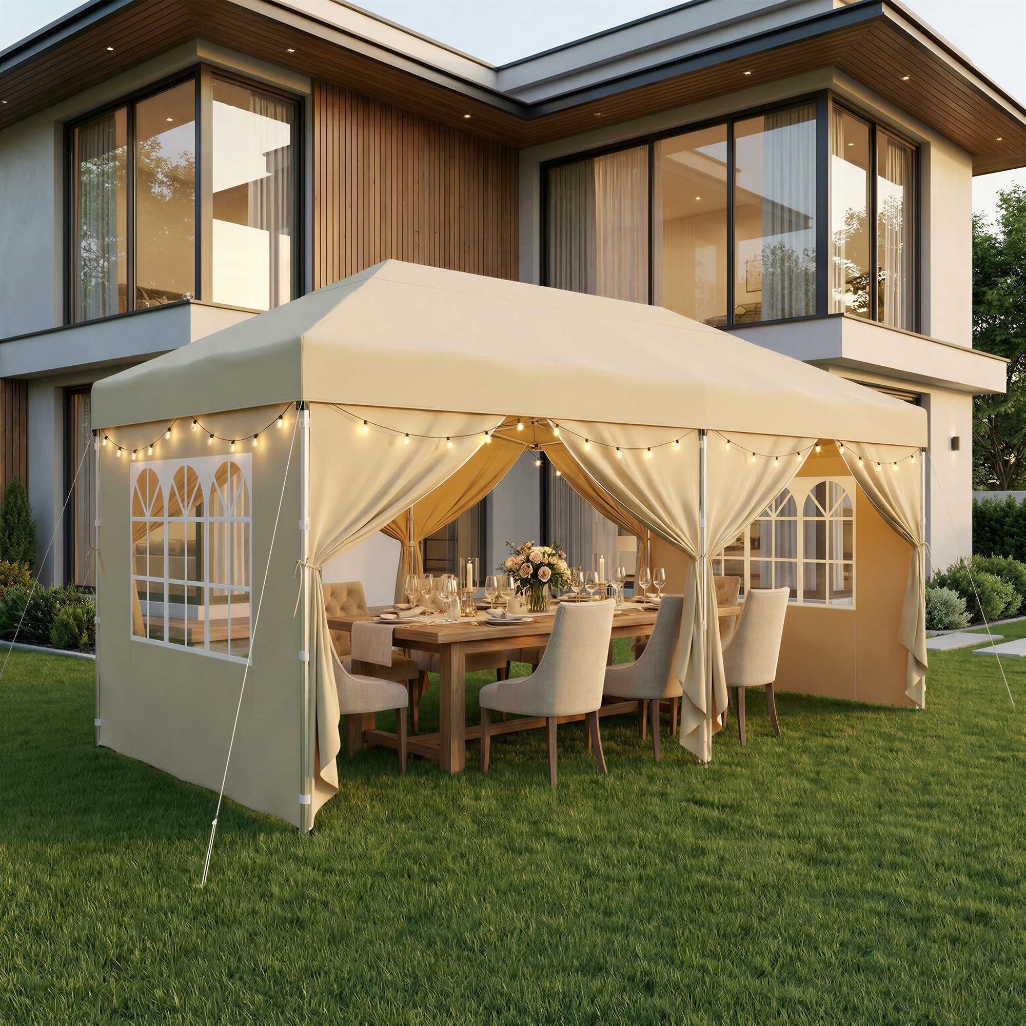 Image of Folding Tent 6 X 3 M, With , Sturdy, Portable, For Garden, Yard, Party, Sun Protection