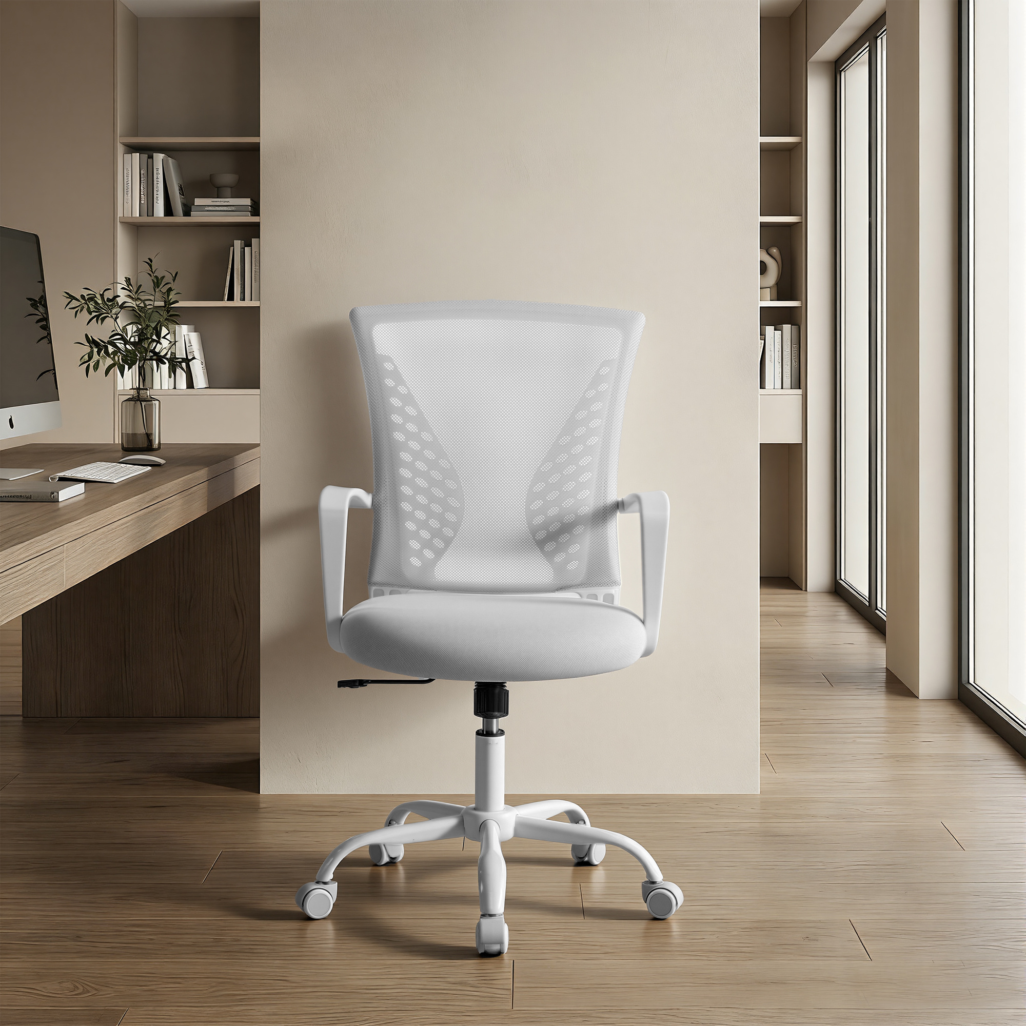 Ergonomic Swivel Chair, Height-adjustable Office Chair With Breathable Mesh, Rocking Function, Grey