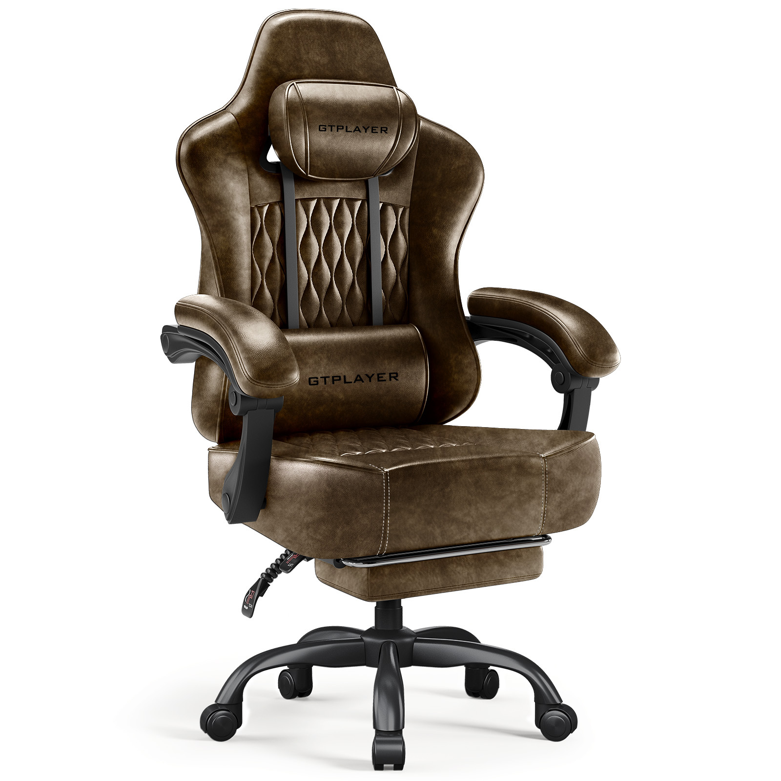 Image of Luckracer Gaming Chair, Office Chair, Ergonomic , Height-adjustable Swivel Chair, Armrests With Mechanism, Lumbar Pillow, Headrest, And Extra-thick Seat Cushion, Up To 150 Kg