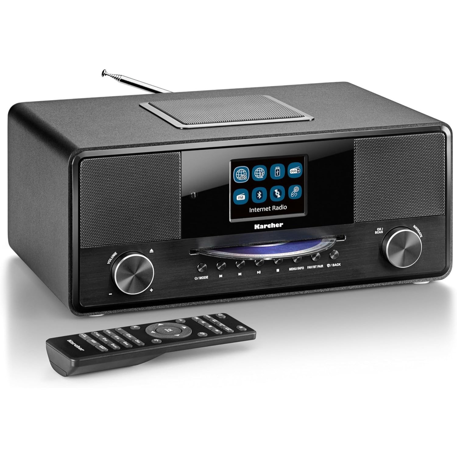 Image of Karcher Internet Radio With Cd Player (dab+ / Fm-rds, Wifi & Bluetooth, Usb Port, Aux-in, Dual-alarm Clock, Built-in Subwoofer), Dab 9000cdi